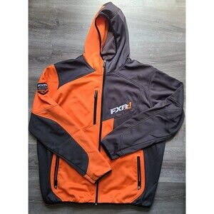 FXR Racing Softshell Jacket Mens 3XL Black Orange Hooded Full Zip Snowmobile Out